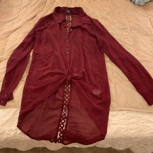 Maroon light weight long sleeve top